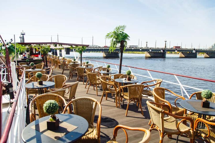 Riga panorama trip - River Cruises Latvia - Drinks, food, and table service onboard
